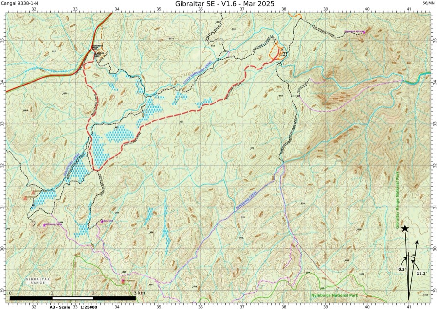 Preview of Gibraltar Range & Washpool map: South-east